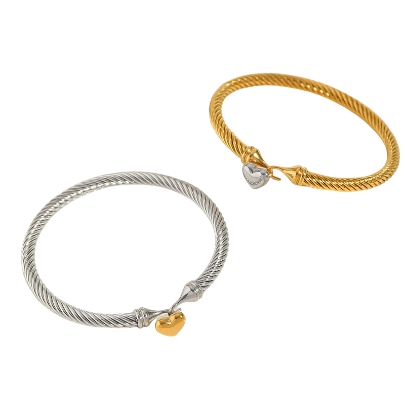 Cable heart bracelet