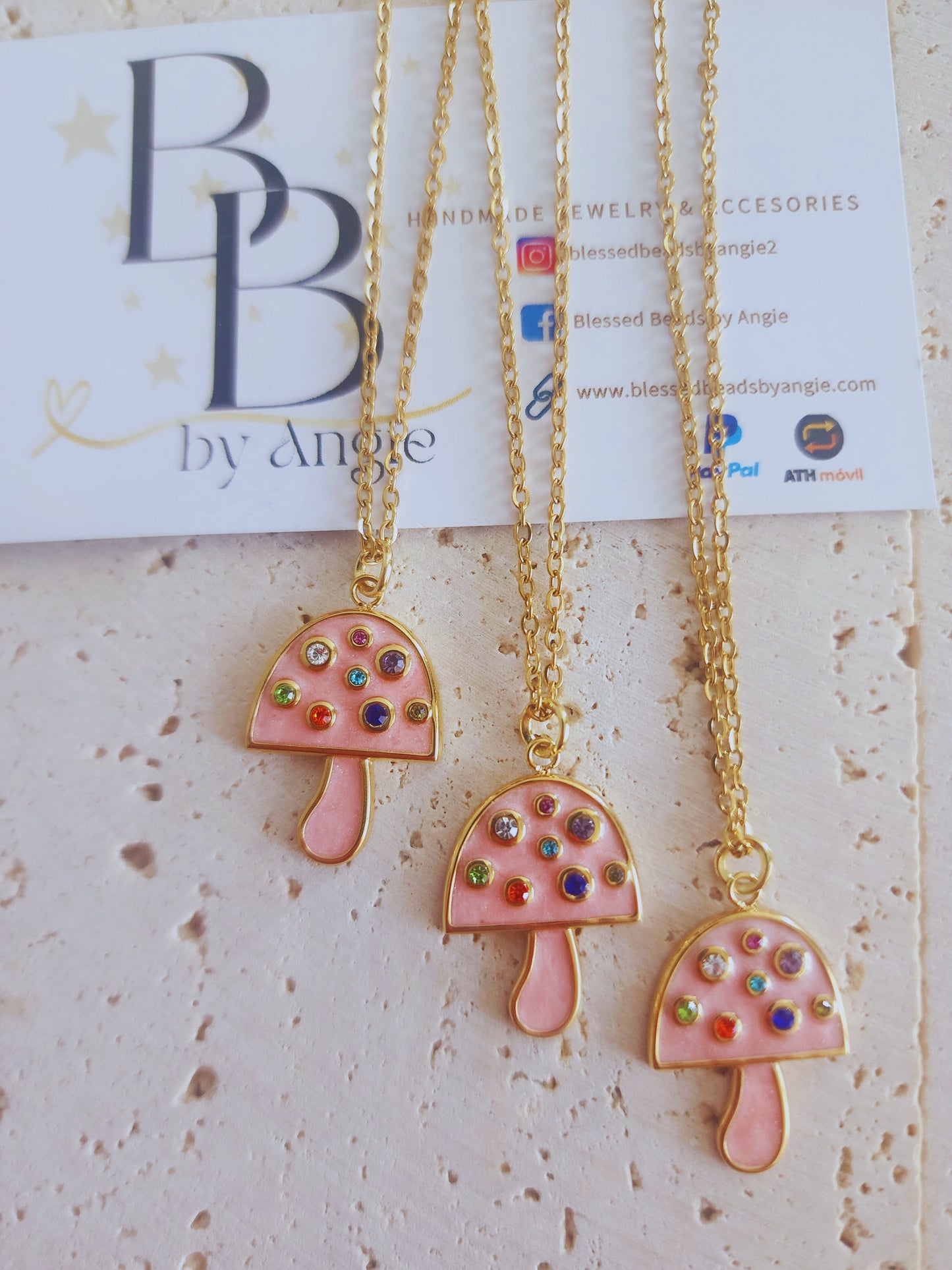 Pink mini mush necklace