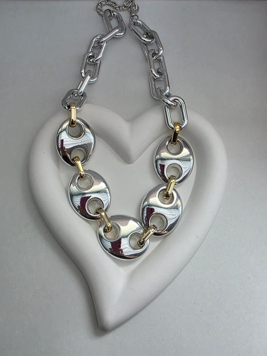 Gc silver chunky choker