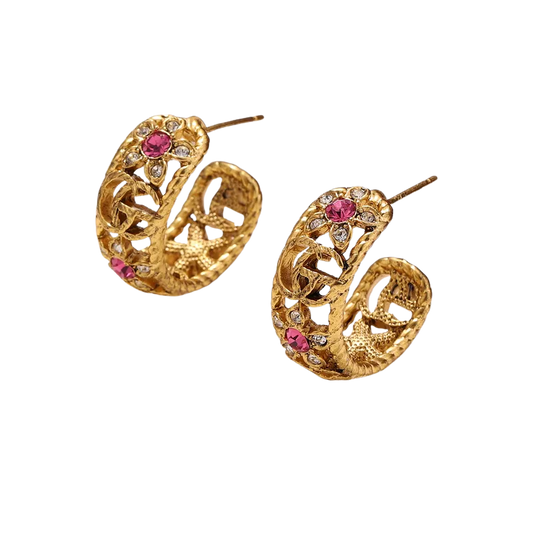 Pink G earrings